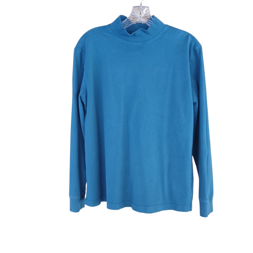 Lands' End Teal Mock Neck Long Sleeved Tee Shirt M/T